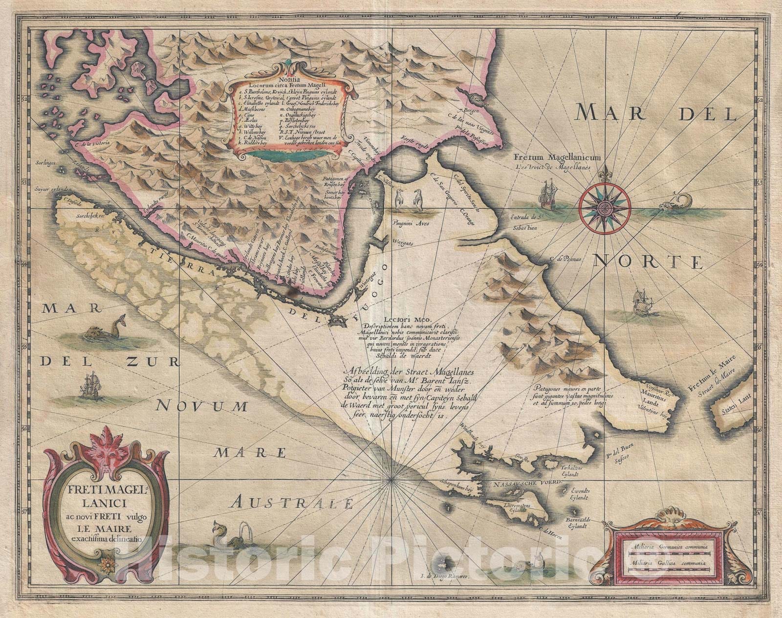 Historic Map : The Straits of Magellan, Hondius and Jansson, 1638, Vintage Wall Art