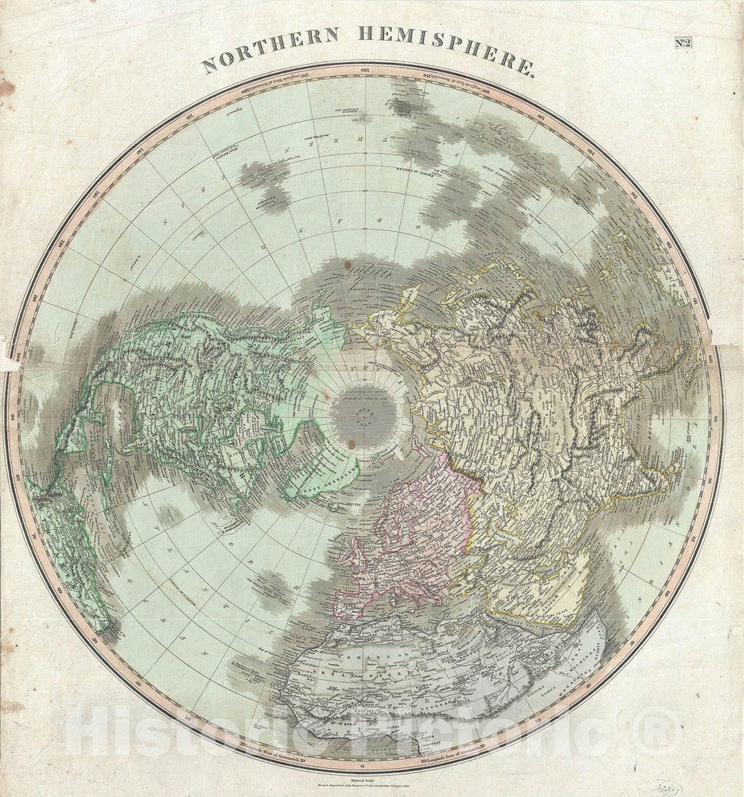 Historic Map : The Northern Hemisphere and The Arctic, Thomson, 1814 v1, Vintage Wall Art