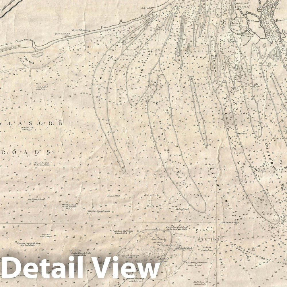 Historic Map : The Hooghly River Delta, India, Walker, 1850, Vintage Wall Art