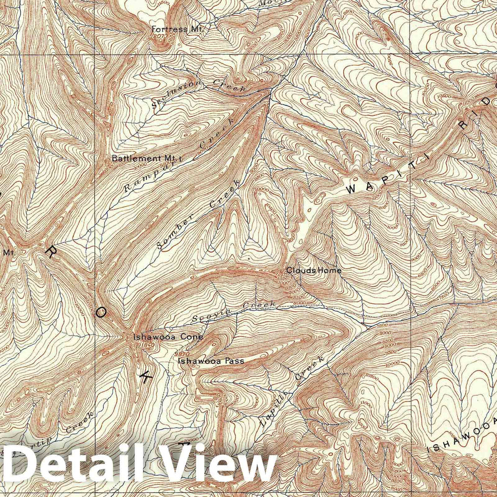 Historic Map : USGS Topographic Ishawooa, Yellowstone National Park, 1904, Vintage Wall Art