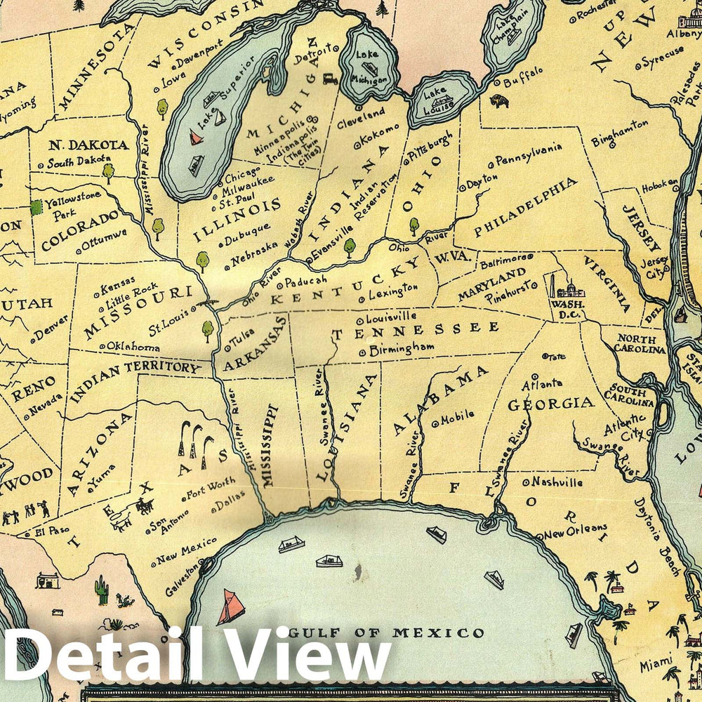 Historic Map : The United States as seem by a New Yorker, Wallingford, 1939, Vintage Wall Art