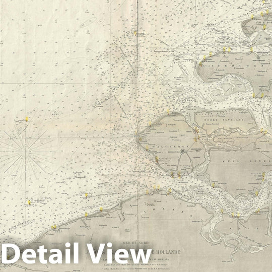 Historic Map : Nautical Chart Belgium and Holland, Depot de la Marine, 1887, Vintage Wall Art