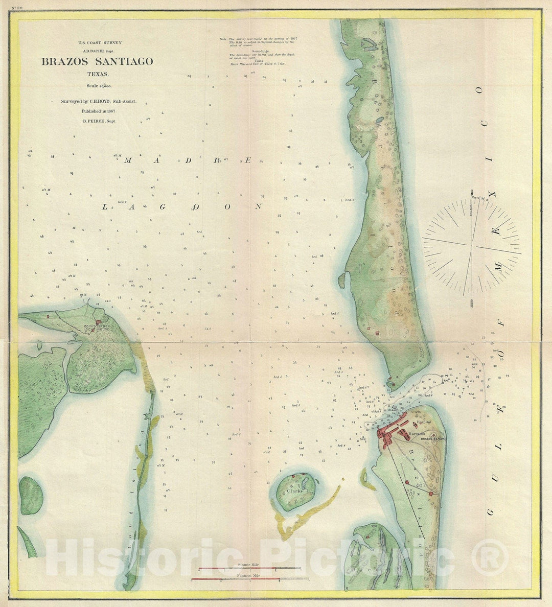 Historic Map : Brazos Santingo, Texas, U.S. Coast Survey, 1867, Vintage Wall Art