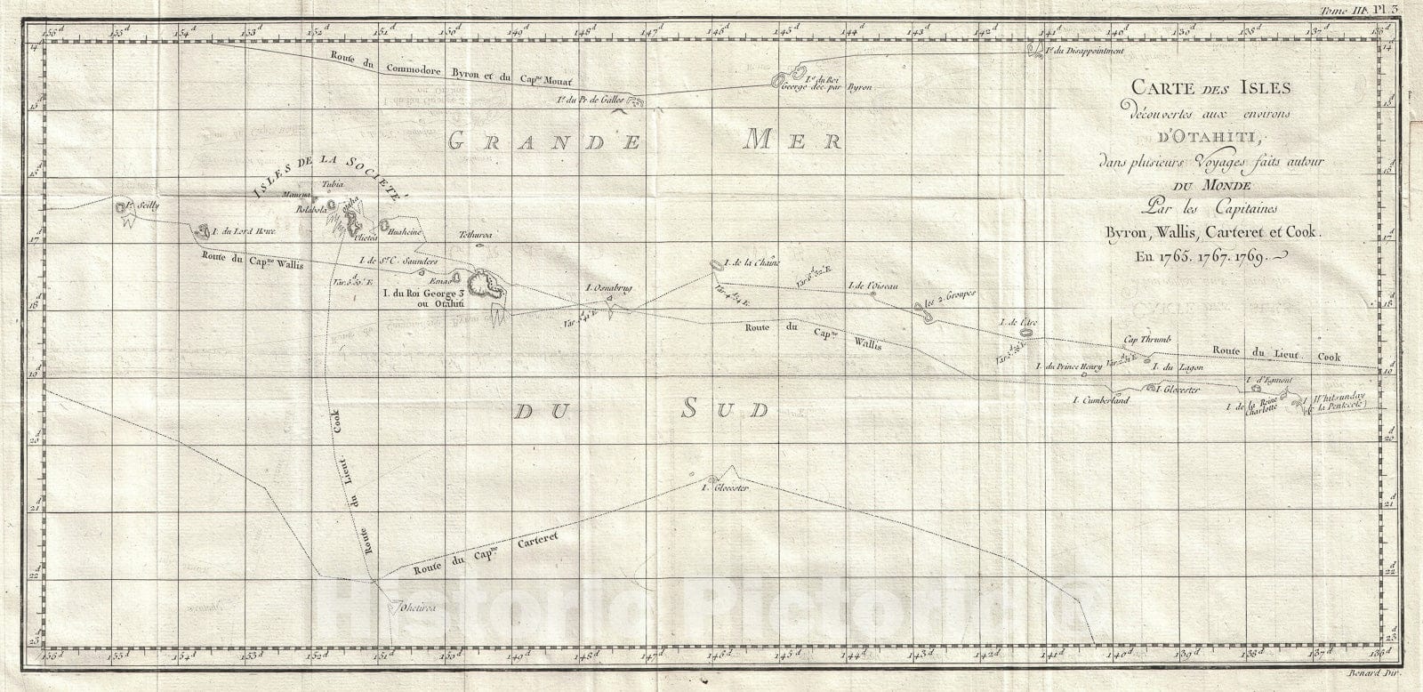 Historic Map : Tahiti, The Society Islands, and The Vicinity, Cook, 1769, Vintage Wall Art