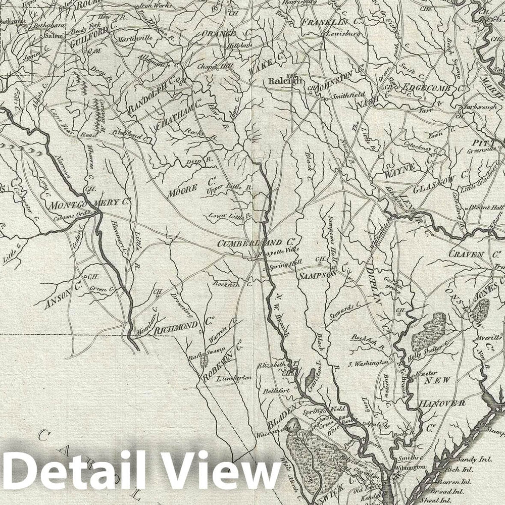 Historic Map : North Carolina, John Reid, 1796, Vintage Wall Art