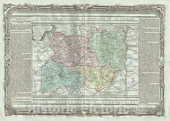 Historic Map : The Auvergne and Rhone-Alpes Regions of France, Desnos, 1786, Vintage Wall Art