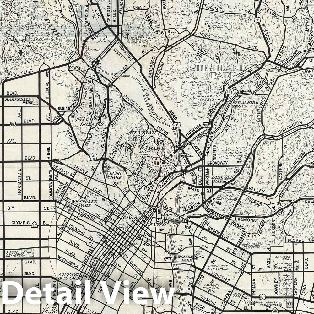 Historic Map : Los Angeles, California, 1946, Vintage Wall Art