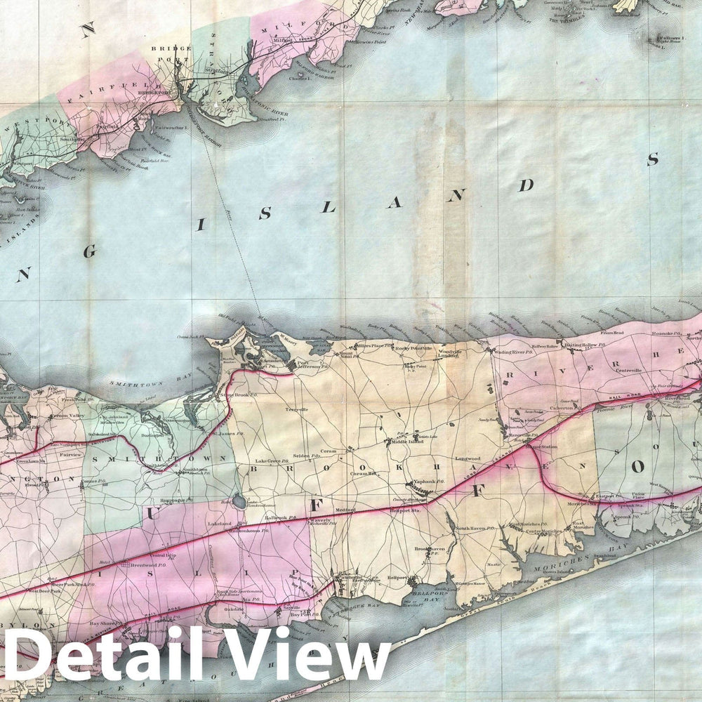 Historic Map : Long Island, Colton, 1880, Vintage Wall Art