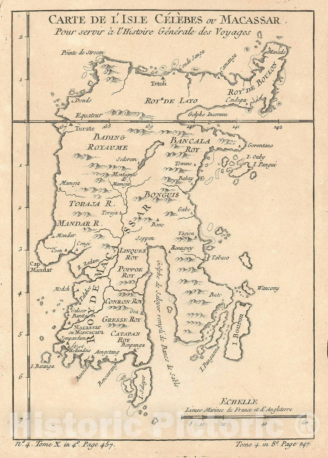 Historic Map : Celebes Island "Sulawesi", Indonesia, Bellin, 1757, Vintage Wall Art