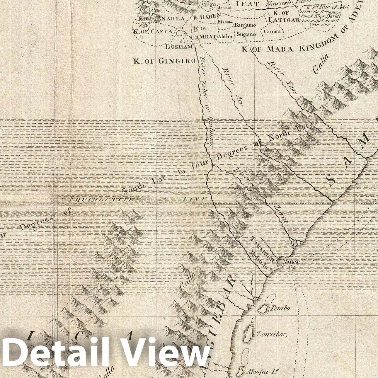 Historic Map : East Africa showing Solomon's Route to Tarshish and Ophir, Bruce, 1813, Vintage Wall Art