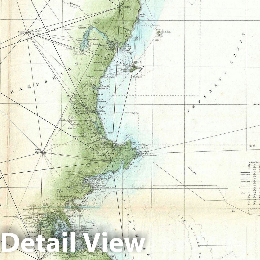 Historic Map : The New England Coast from Connecticut to Maine, U.S. Coast Survey, 1860, Vintage Wall Art