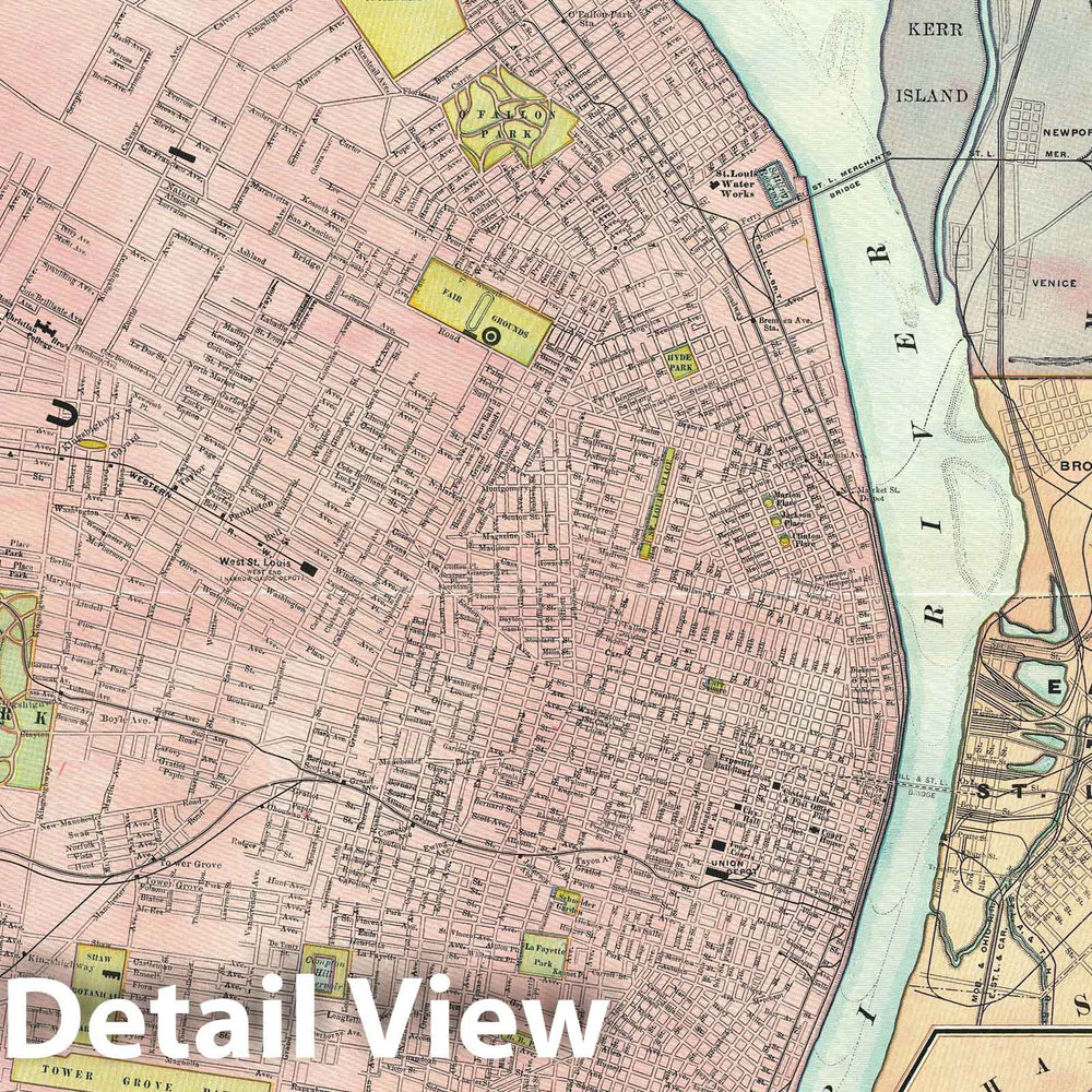 Historic Map : Plan of St. Louis, Missouri, Rand McNally, 1891, Vintage Wall Art