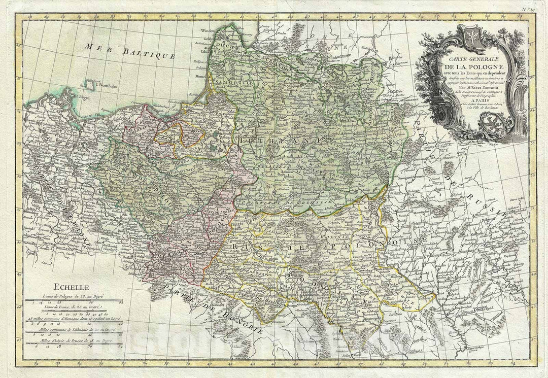 Historic Map : Poland and Lithuania, Rizzi Zannoni, 1762, Vintage Wall Art