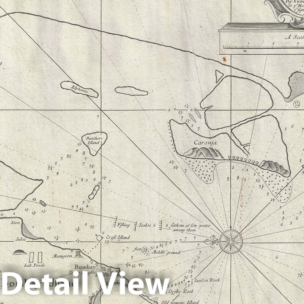 Historic Map : Bombay and Sallset, India, Thornton, 1711, Vintage Wall Art