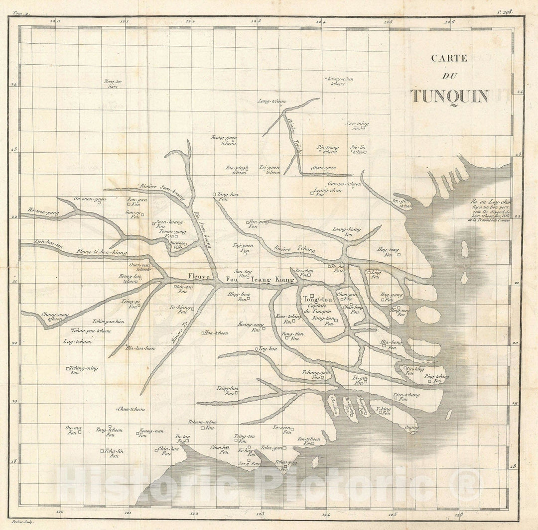 Historic Map : The Red River System and The Gulf of Tonkin, Vietnam, Porlier, 1810, Vintage Wall Art