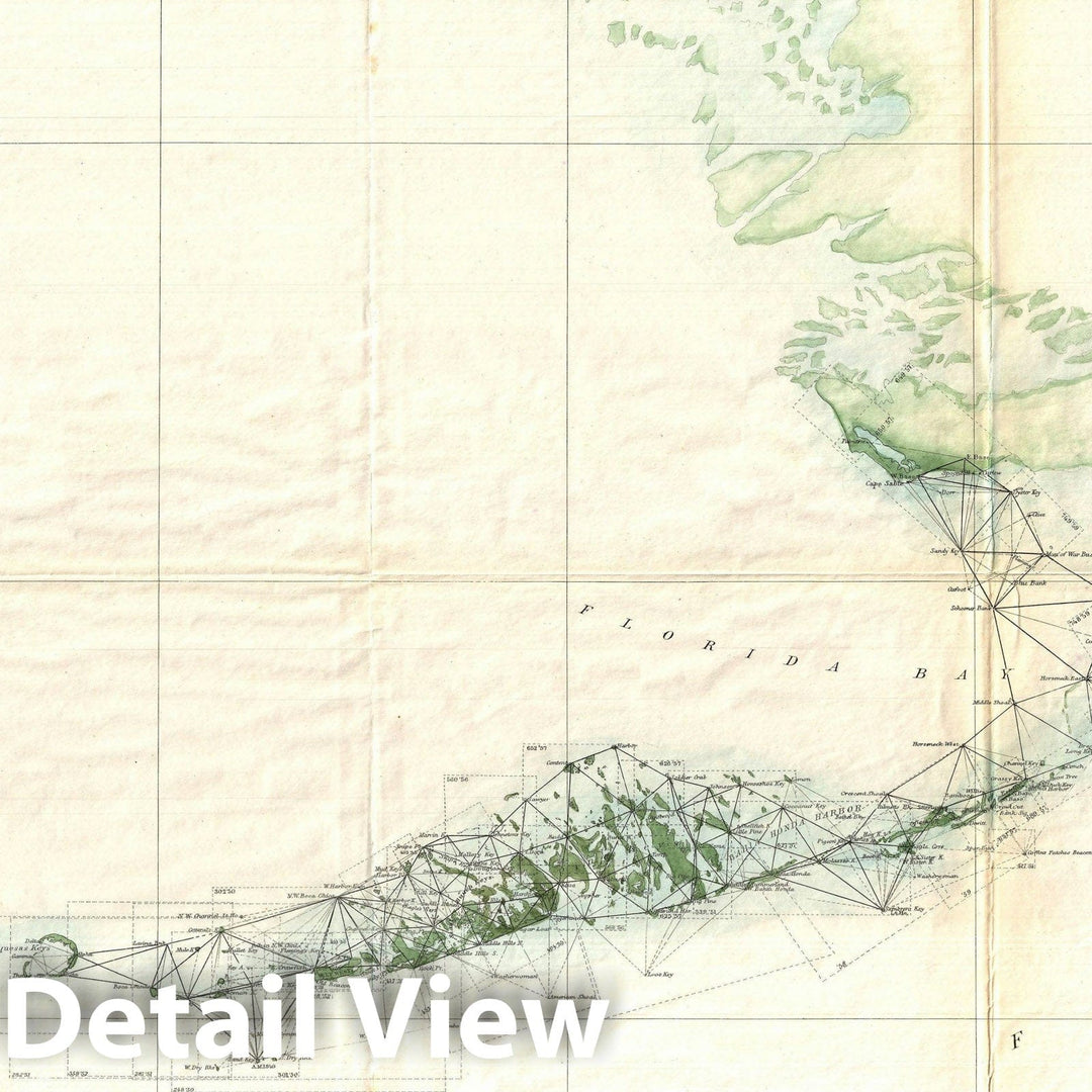 Historic Map : U.S. Coast Survey Triangulation Map of The Florida Keys, 1859, Vintage Wall Art