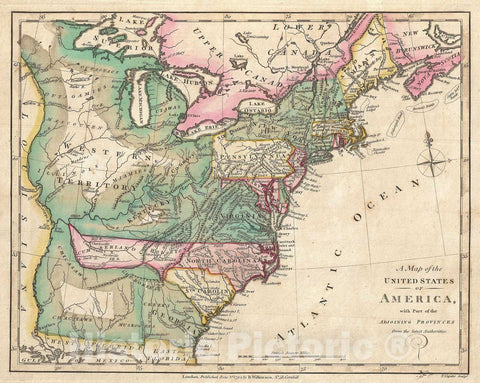 Historic Map : The United States, Wilkinson, 1794, Vintage Wall Art