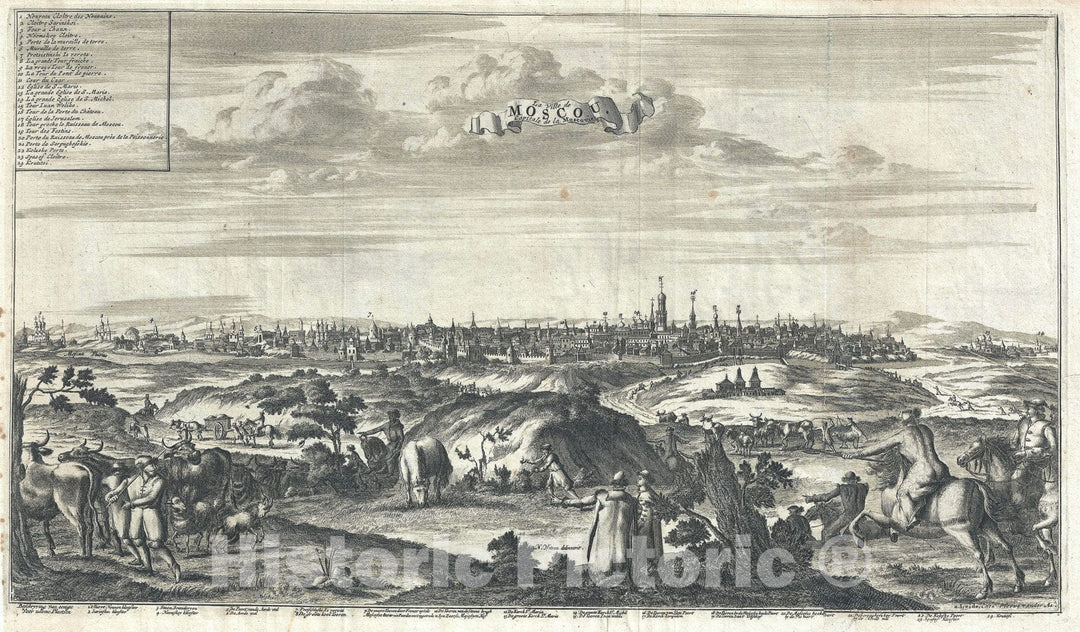 Historic Map : Moscow, Russia, 1729, Vintage Wall Art