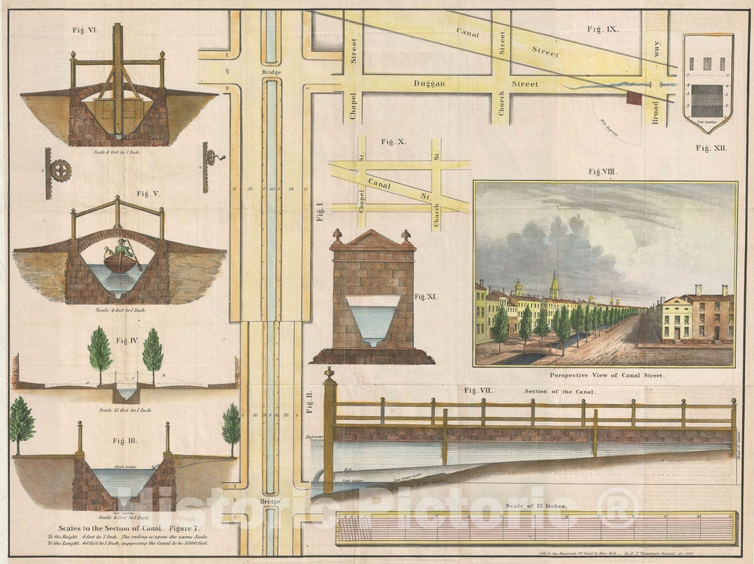 Historic Map : The Canal on Canal Street, New York, Valentine, 1860, Vintage Wall Art