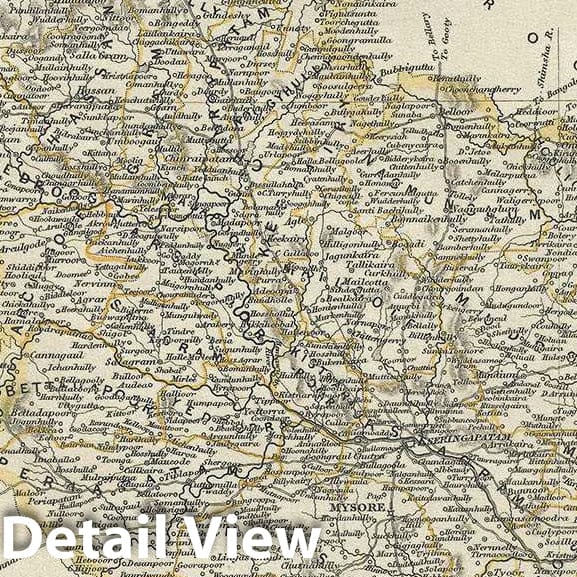 Historic Map : The Astagram Division of Mysore, Karnataka, India, Pharoah, 1854, Vintage Wall Art