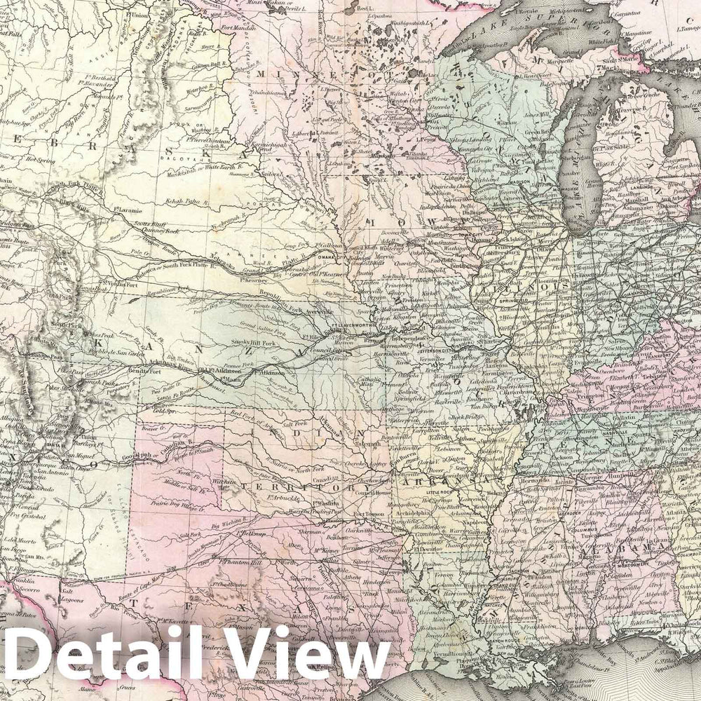 Historic Map : The United States, Colton, 1855 v2, Vintage Wall Art