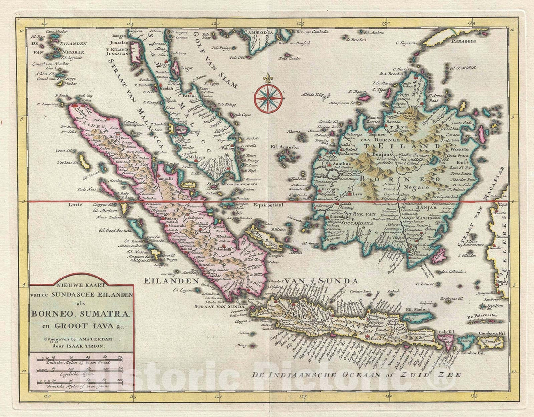 Historic Map : The East Indies, Tirion, 1754, Vintage Wall Art