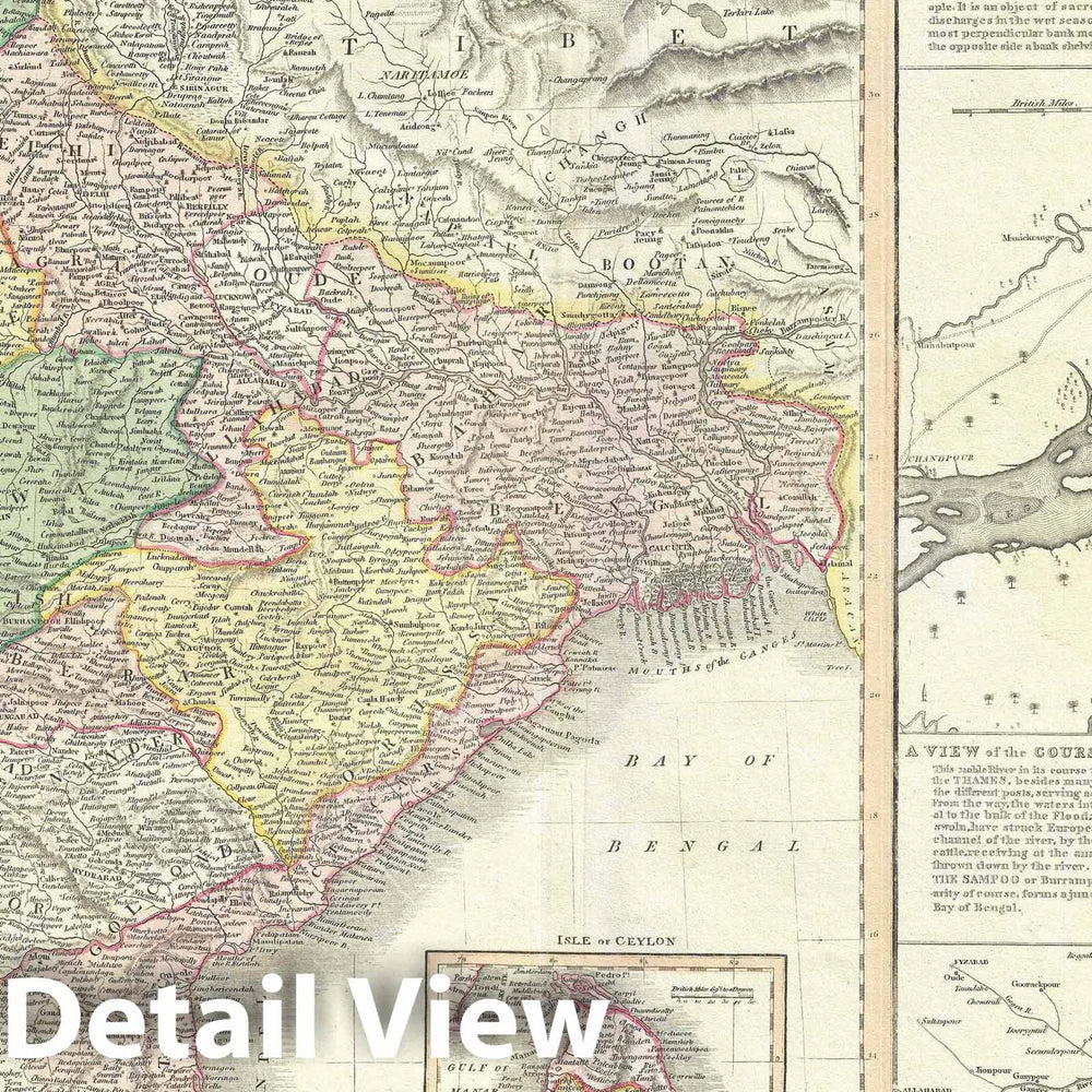 Historic Map : India w/ Ganges, Thomson, 1817, Vintage Wall Art