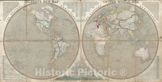 Historic Map : Comparative Mountains Rivers, Republic of Texas, Gilbert World, 1839, Vintage Wall Art