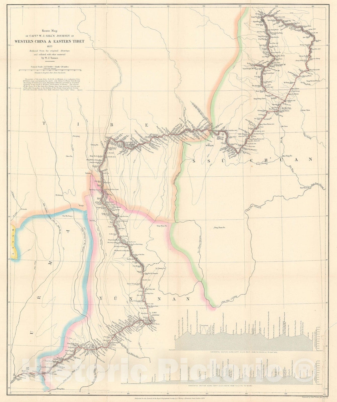 Historic Map : Sichuan and Yunnan, China and Tibet, Turner, 1878, Vintage Wall Art