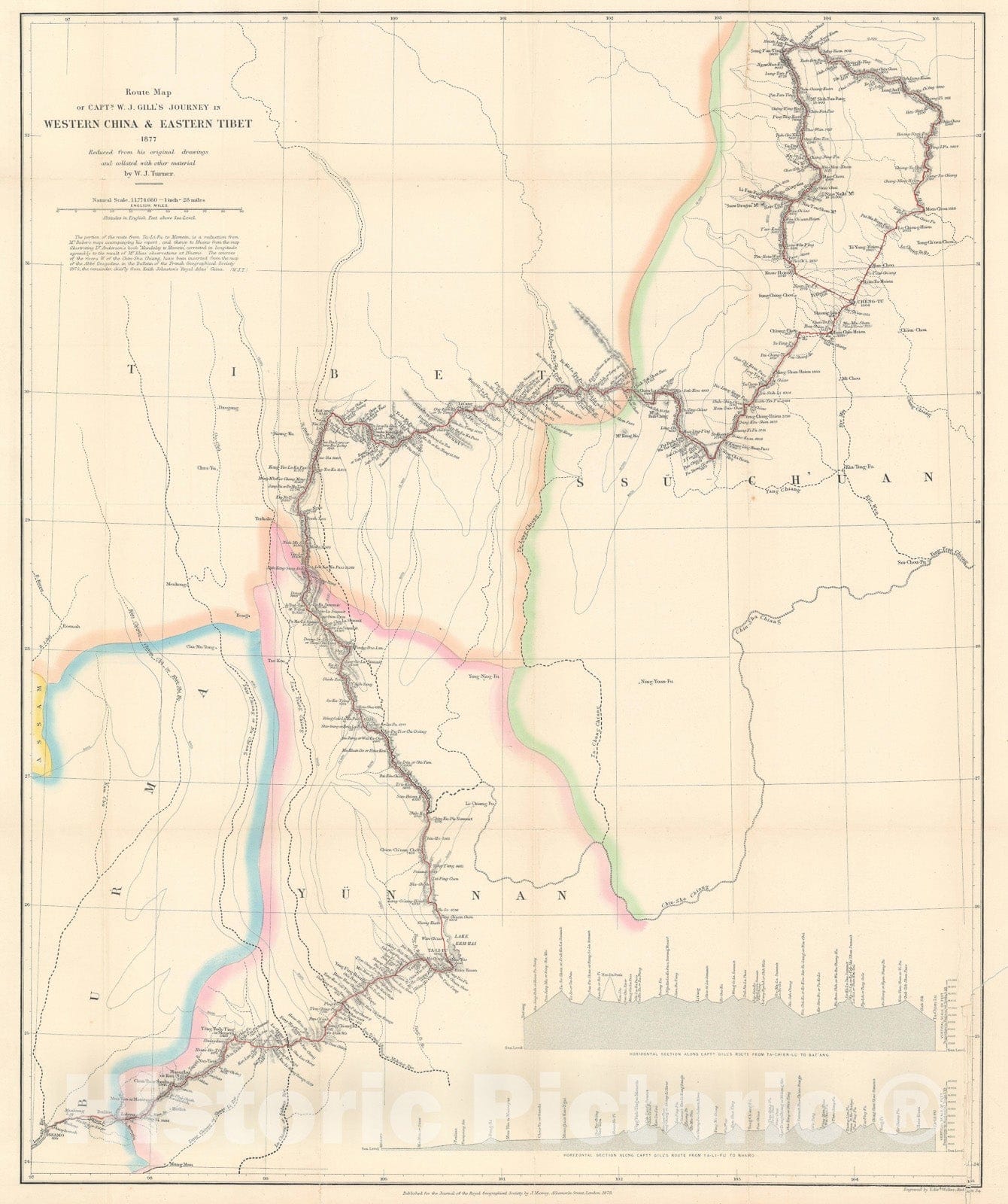 Historic Map : Sichuan and Yunnan, China and Tibet, Turner, 1878, Vintage Wall Art