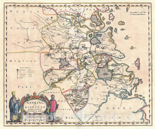 Historic Map : Jiangsu Province and Shanghai Municipality, China, Blaeu, 1662, Vintage Wall Art