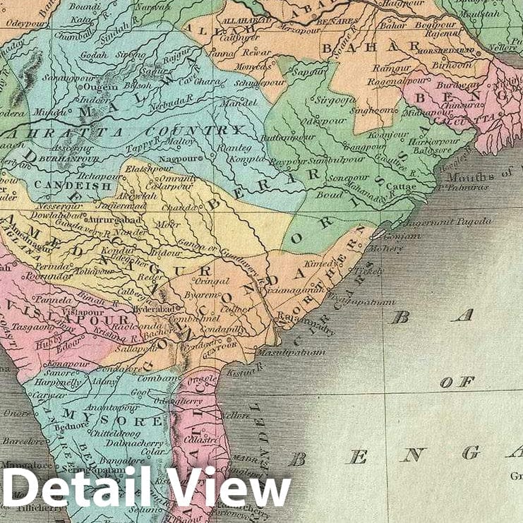 Historic Map : India, Burr, 1835, Vintage Wall Art