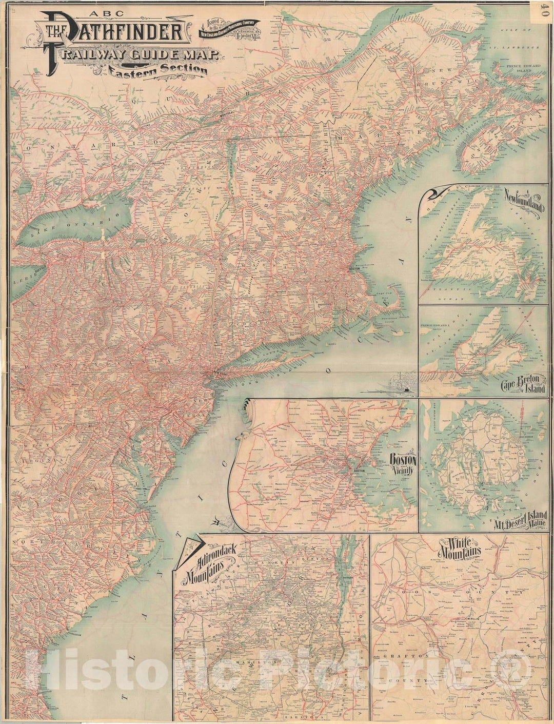 Historic Map : The Eastern United States, Railroad, 1901 v1, Vintage Wall Art