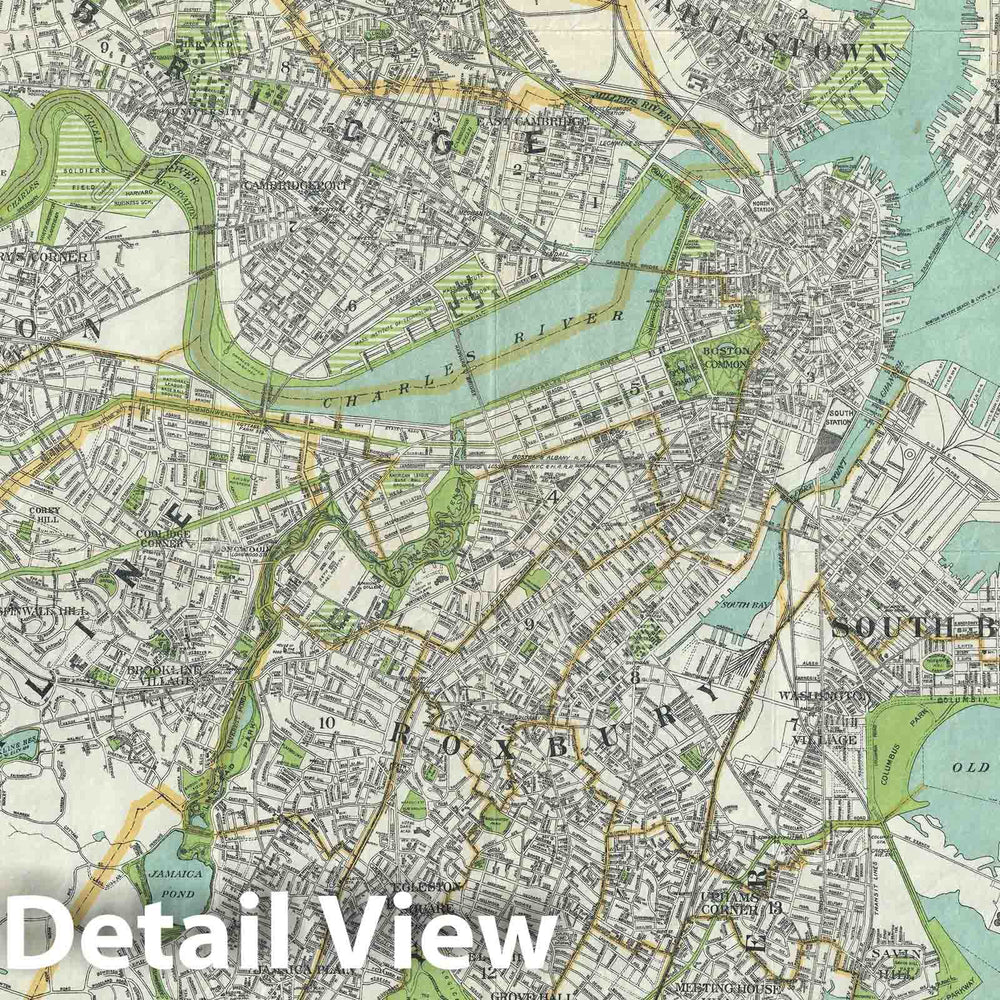 Historic Map : Plan of Boston, Massachusetts, Walker, 1910, Vintage Wall Art