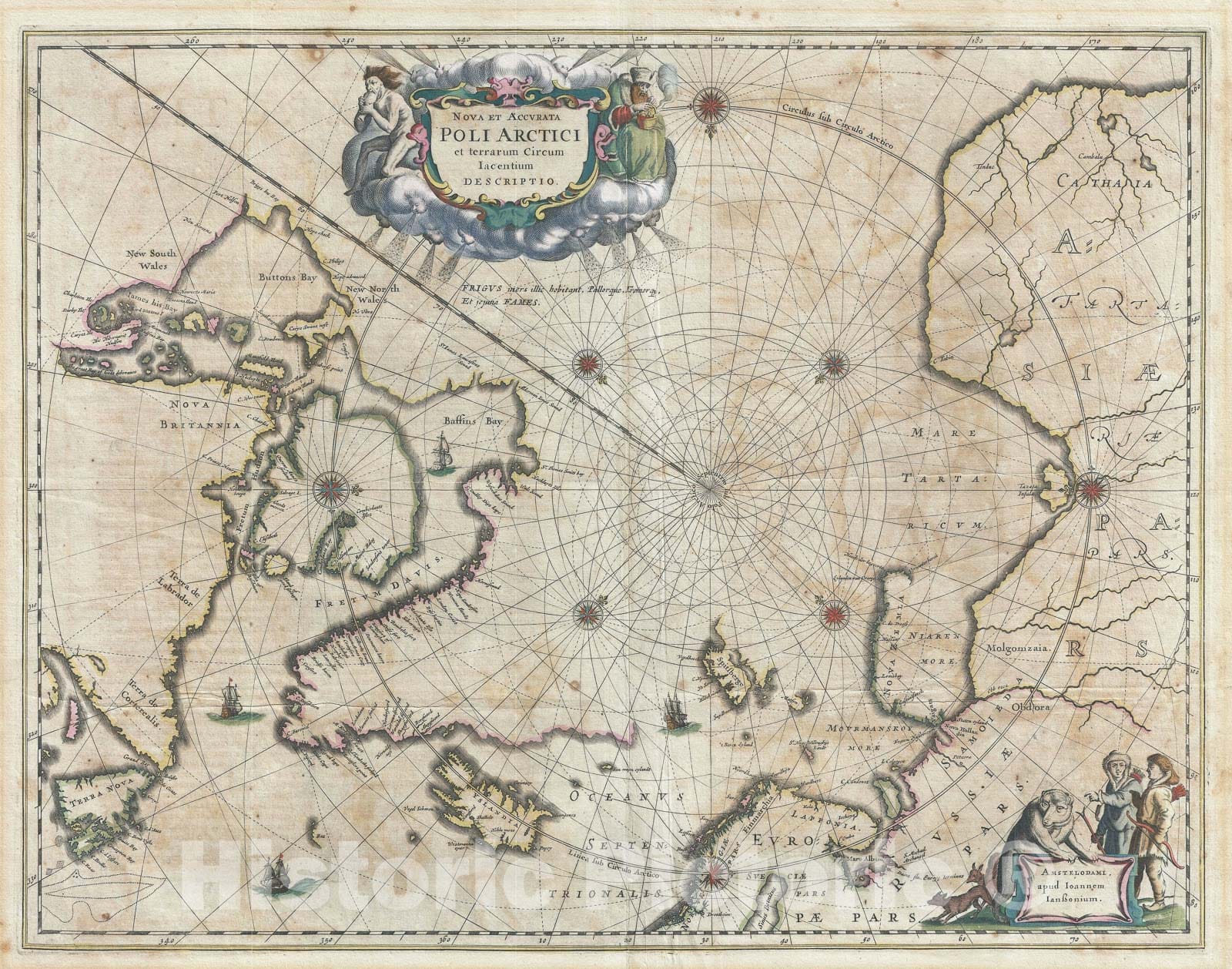 Historic Map : The North Pole or Arctic Regions, Jansson, 1636, Vintage Wall Art