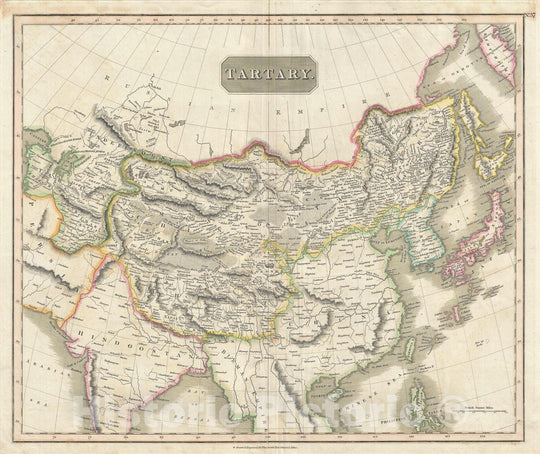 Historic Map : Tartary "Mongol Empire of Central and East Asia", Thomson, 1814, Vintage Wall Art