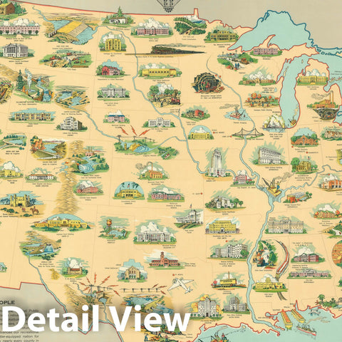Historic Map : PWA Pictorial map of The United States, Purdy, 1939, Vintage Wall Art
