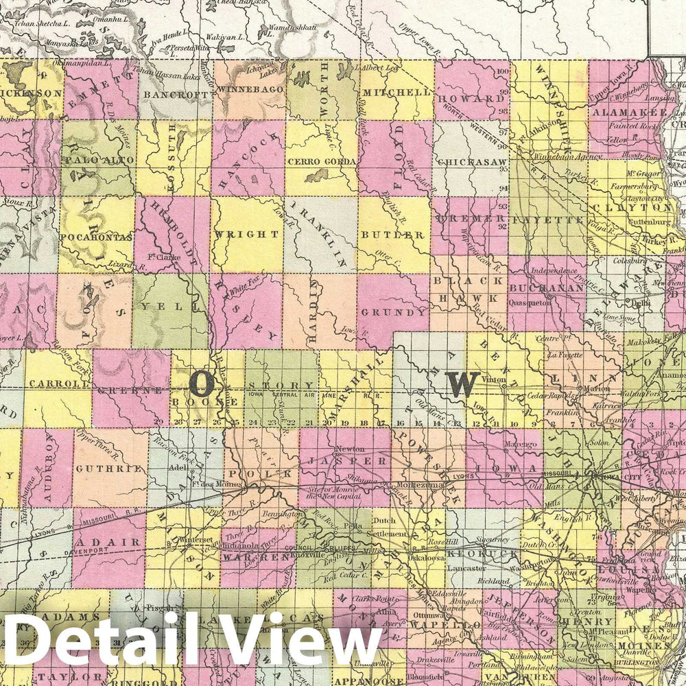 Historic Map : Iowa, Mitchell, 1854, Vintage Wall Art