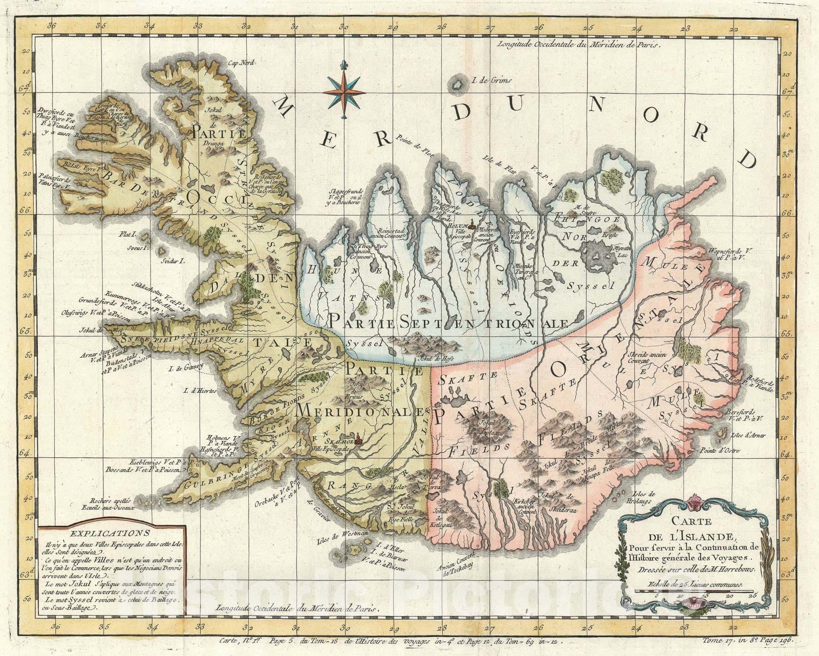 Historic Map : Iceland, Bellin, 1759, Vintage Wall Art