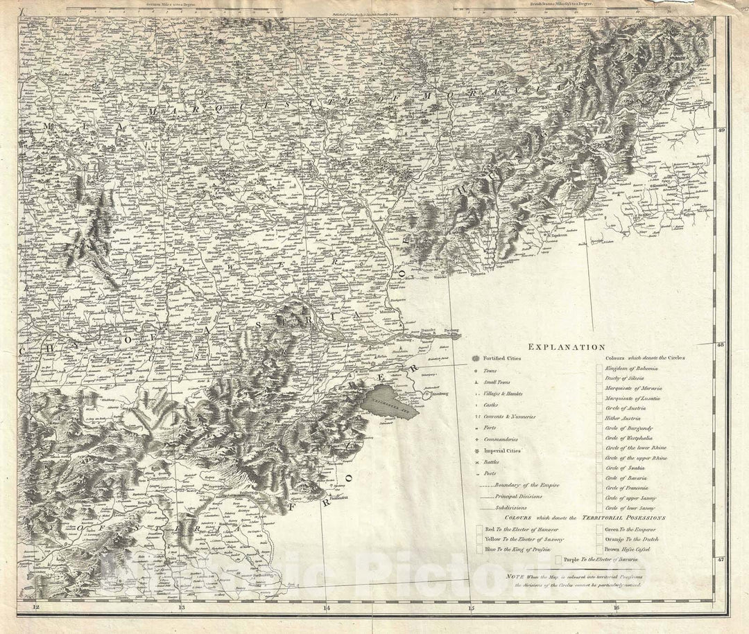 Historic Map : The Empire of Germany "Austria, Slovakia, Czech Republic", Stockdale, 1800, Vintage Wall Art