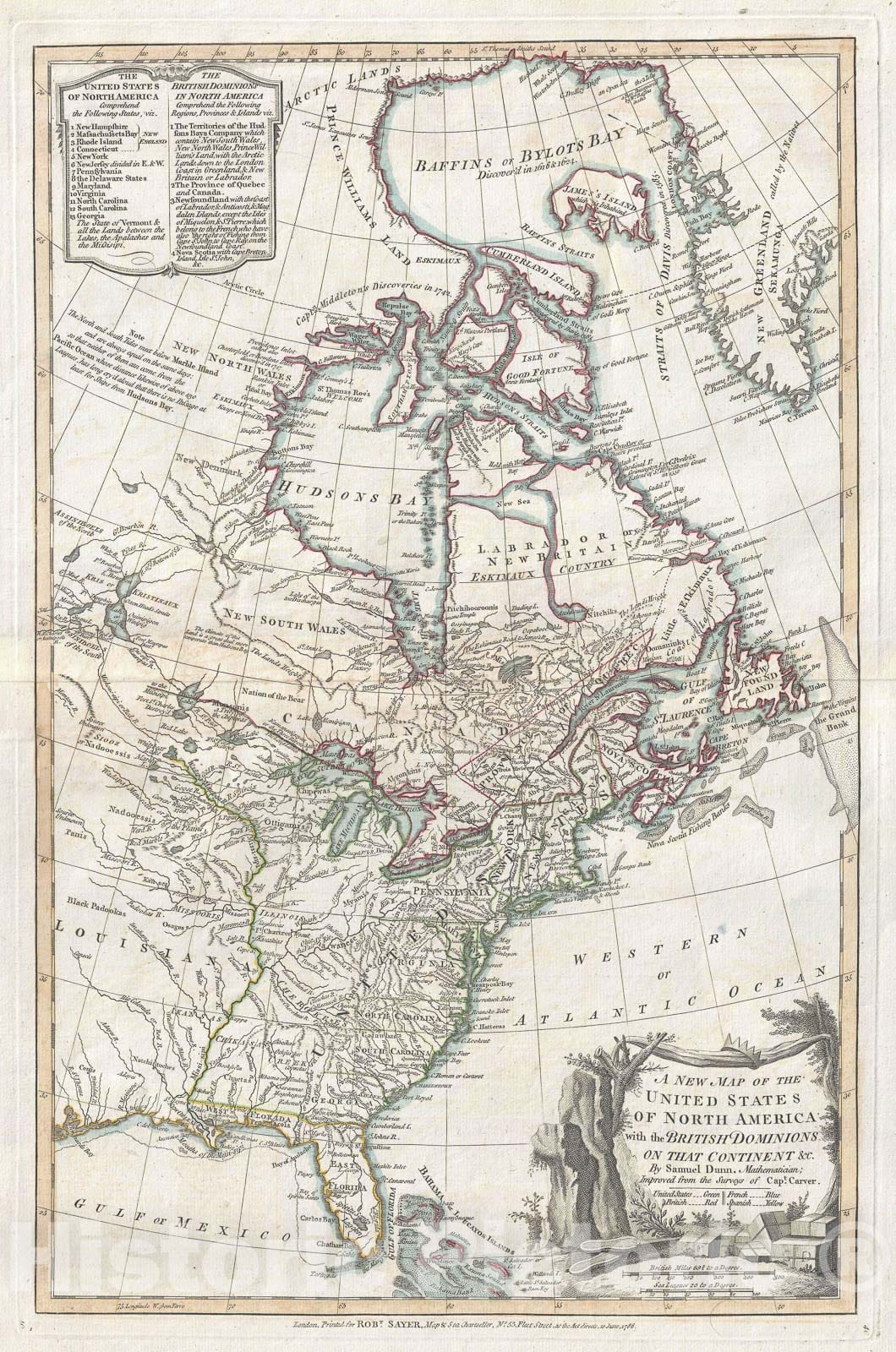 Historic Map : The United States, Sayer and Dunn, 1786, Vintage Wall Art