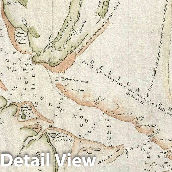 Historic Map : Doboy Sound, Georgia "Sapelo Island", Blunt, 1833, Vintage Wall Art