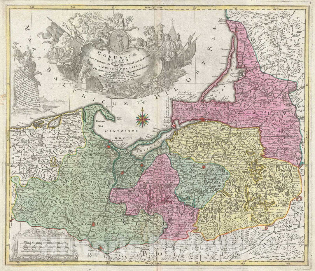 Historic Map : Northern Poland, Lotter, 1759, Vintage Wall Art