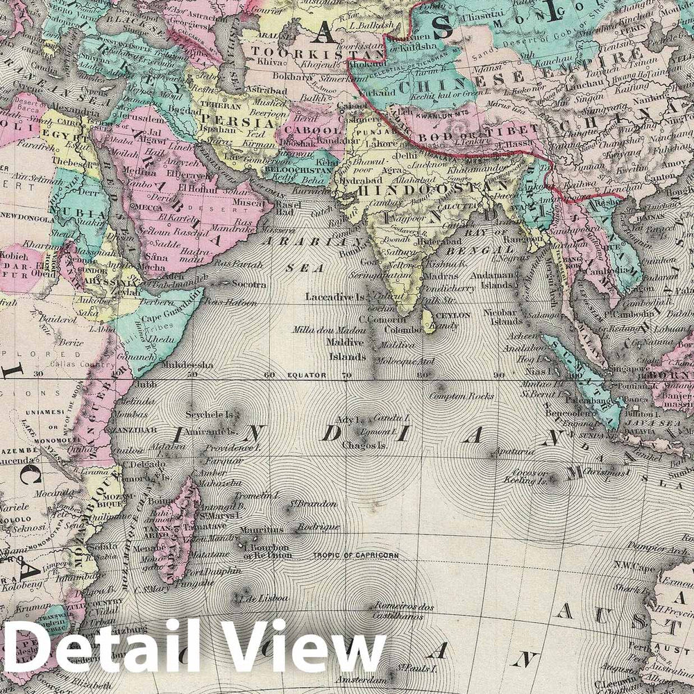 Historic Map : The Eastern Hemisphere "Asia, Africa, Europe, Australia", Colton, 1856, Vintage Wall Art