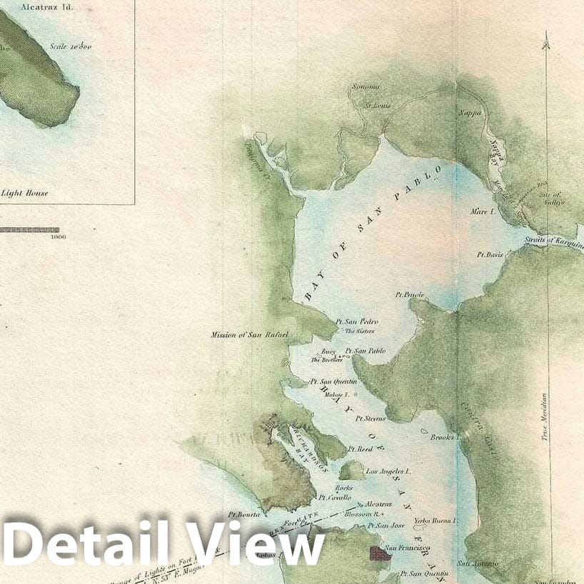 Historic Map : San Francisco Bay, California, U.S. Coast Survey, 1851, Vintage Wall Art