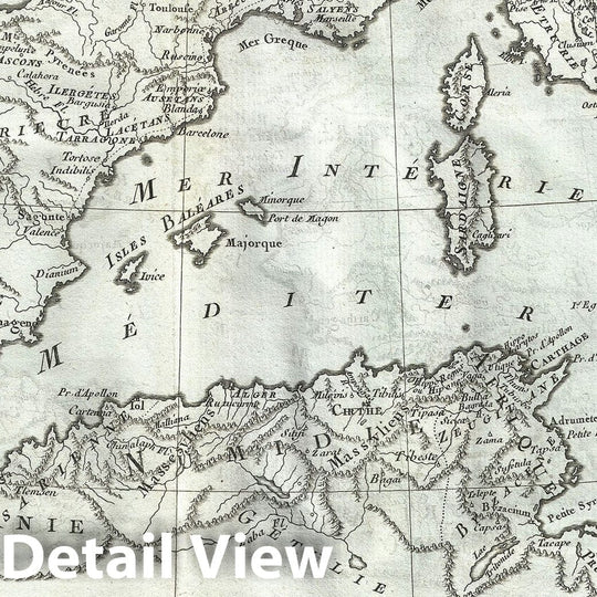 Historic Map : Carthage "North Africa, Spain, Italy", Delisle de Sales, 1770, Vintage Wall Art