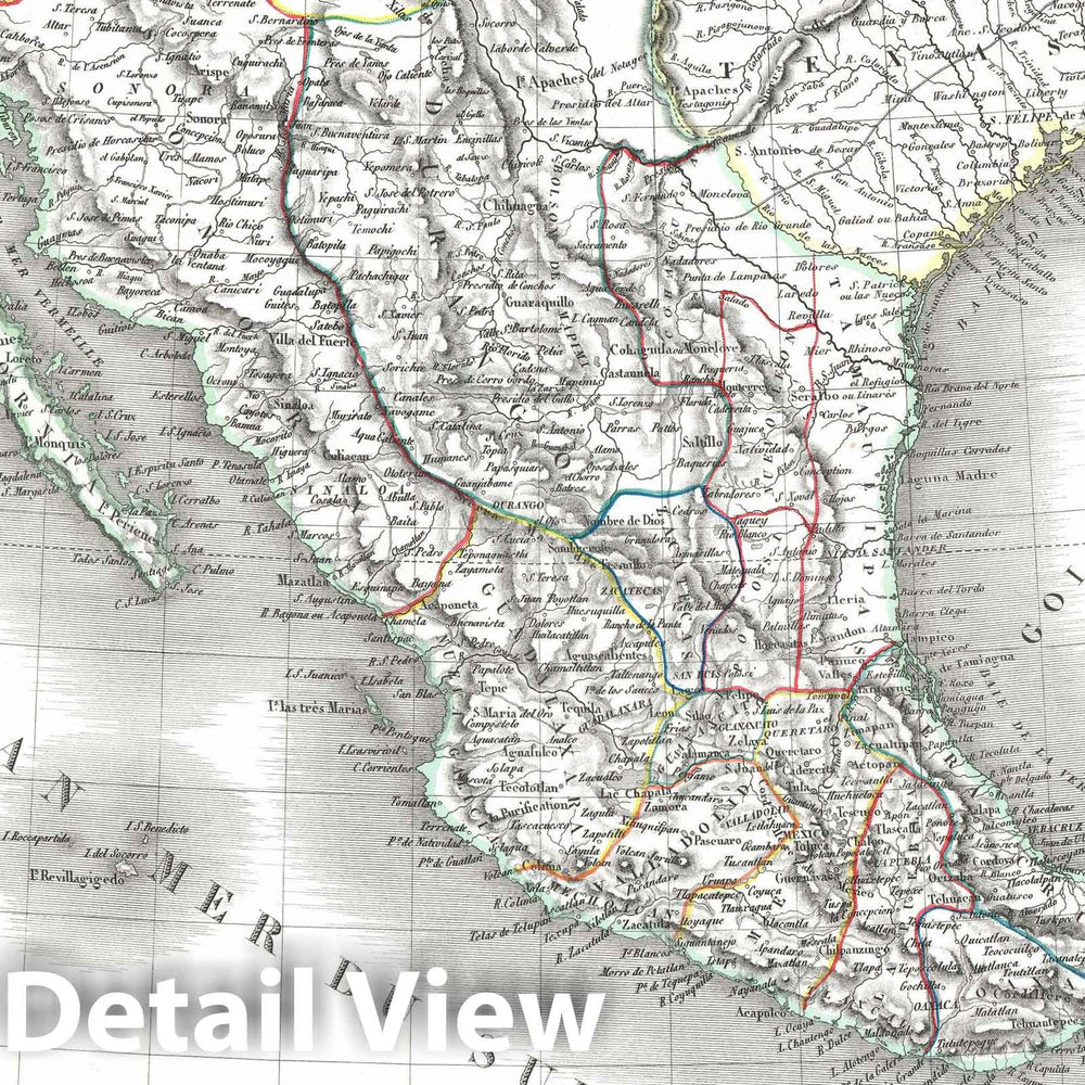 Historic Map : The Republic of Texas and Mexico, Lapie, 1838, Vintage Wall Art