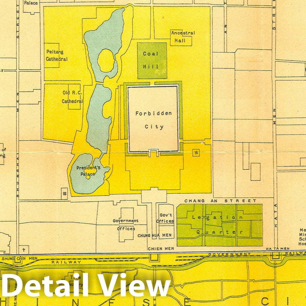 Historic Map : Crow Plan of Beijing "Peking", China, 1925, Vintage Wall Art