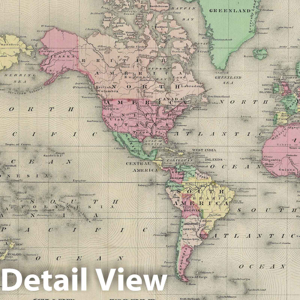 Historic Map : The World of Mercator's Projection, Lloyd, 1862, Vintage Wall Art