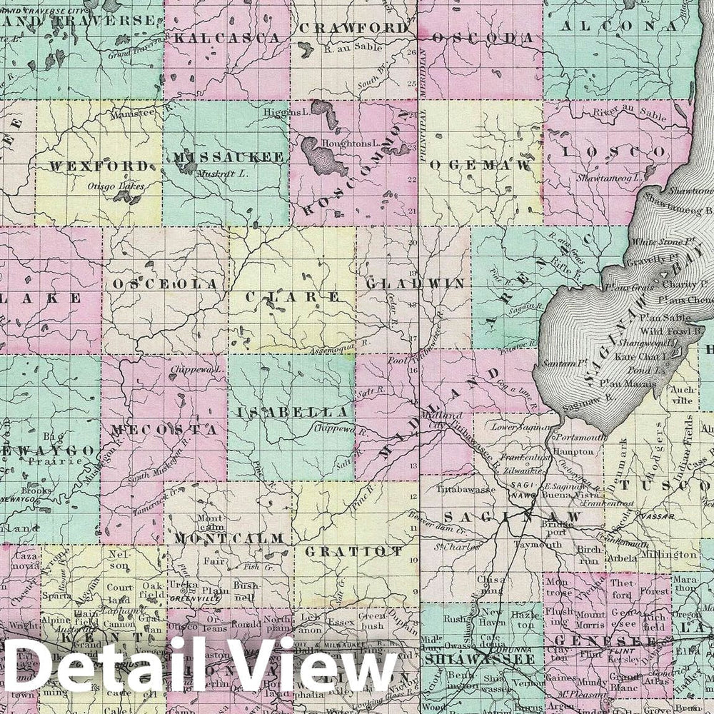 Historic Map : Michigan, Colton, 1856, Vintage Wall Art